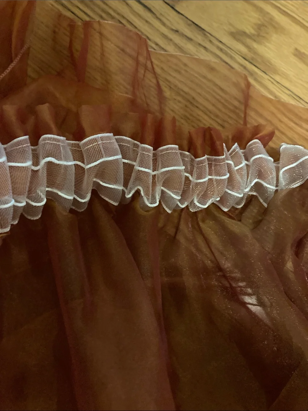 Spectacular French MADURA sheer raspberry/orange drapes